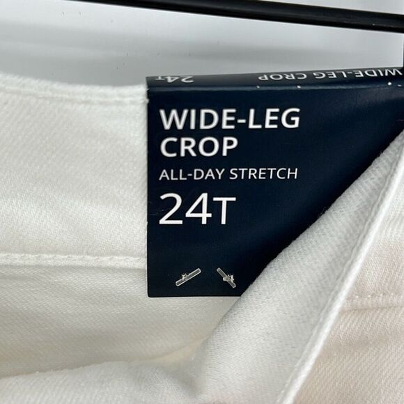 NWT J. Crew Womens Ivory Mid-Rise Frayed Hem Wide Leg Crop Pants Size 24T - Picture 3 of 9